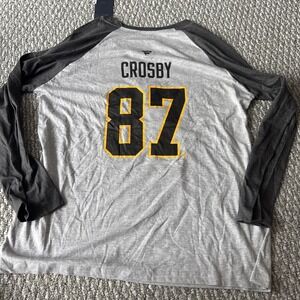 Sidney Crosby Pittsburgh Penguins Grey 3/4 Sleeve T-Shirt Mens Size XL New Read!